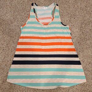 Rue Juju Colorful Maternity Tank Large Coral Mint Navy Blue